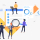 Business people working and searching for applicants. Human resources, staff, management concept. Vector illustration can be used for topics like business, technology, recruitment