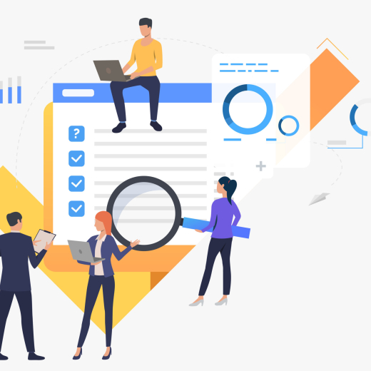 Business people working and searching for applicants. Human resources, staff, management concept. Vector illustration can be used for topics like business, technology, recruitment
